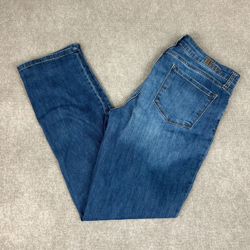 Kut From The Kloth Jeans Women 10 Blue Whisker Denim Cotton Stretch Straight Leg